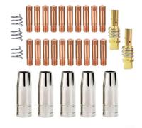 30PCS MIG Welding Torch Accessories Kit with 0.8mm and 1.0mm Tips, Gas Nozzles, Tip Holders and Springs Compatible with MB15, 15AK, 14AK Series