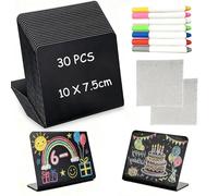 30pcs Mini Chalkboard Signs,Price Tags,Small Blackboard,Reserved Signs for Table Numbers Place Cards,Food Labels,Display Stand with Pen,Wiper for Buffets,Flea Markets,Wedding