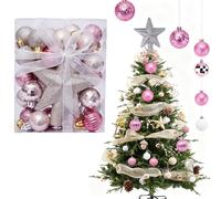 30pcs Mini Christmas Balls Ornaments Tree Top Star Gift Box Christmas Baubles Xmas Tree Pendant for Holiday Party Decorations Red Silver Gold Pink