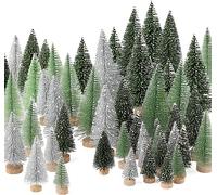 30Pcs Mini Christmas Trees, Tabletop Xmas Tree, Mini Sisal Snow Frost Trees, Miniature Christmas Tree Ornaments, for Christmas Home Party Wedding