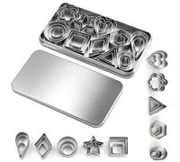 30Pcs Mini Geometric Cookie Cutter Set with Box - Stainless Steel Small Cutters for Biscuit, Fruit, Veggie, Polymer Clay & Fondant Baking Tools (A1)