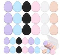 30pcs Mini Powder Puff, Small Makeup Sponge for foundations & Concealer, Precision Blending Finger Makeup Sponge Set with 3 Storage Boxes (Random Colors)