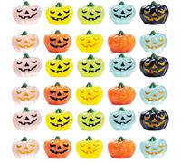 30Pcs Mini Pumpkins Glow in the Dark Mini Halloween Figurines Resin Cute Halloween Miniatures for Garden Dollhouse Table Decoration|Children's dollhouse toys