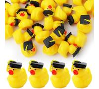 30pcs Mini Resin Ducks Charms Tiny Rubber Duck Accessories Rubber Ducks Fun Bachelor Cap Doll Duck Crafts for Family School Graduation Party Decorations Graduation Gifts