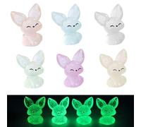 30Pcs Mini Resin Fox Ornament, 6 Colours Mini Fox Figures Glow in the Dark, Simulated Mini Animal Decor, Micro Fairy Garden Landscape Accessories for Fairy Garden, Aquarium and Dollhouse Decor