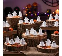 30Pcs Mini Resin Ghosts, Tiny Ghost Figurines for Halloween Decor，Tiered Tray Displays, and Party Favor Gifts (Three Styles)
