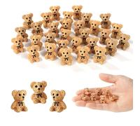 30pcs Mini Resin Teddy Bear, Cute Miniature Stuffed Teddy Bears Plush Doll Tiny Animals Small Bears Perfect Decoration Accessories for Car Fairy Gardens Birthday Wedding Favor Party Dollhouse(Brown)