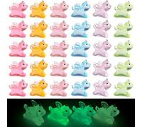 30Pcs Mini Resin Unicorn Figure, 6 Colours Luminous Unicorn Figurines, Glow in the Dark Tiny Resin Animals, Cartoon Miniature Ornaments for Fairy Garden, Dollhouse, Landscape & Party Favors
