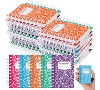 30Pcs Mini Spiral Composition Notebooks Bulk 3. 5x2. 5" Marble Pocket Notebook Small Notebooks 80 Pages Memo Pads Journal Office College Back to School Students Teacher Appreciation Gift (Multicolor)