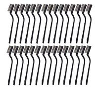 30PCS Mini Wire Brush Stainless Steel Brush,Curved Handle Masonry Brush Wire Bristle for Cleaning Welding Slag and Rust (Silver)