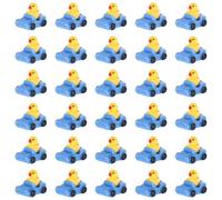 30pcs Miniature Duck Figures, Resin Mini Duck Cute Tiny Ducks in a Car Miniature Garden Decorations Mini Car Ducks for Home Office Decor Festive Gift (Dark Blue)