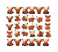 30Pcs Miniature Highlands Cow Statues for Dollhouses Decorations and Cake Toppers Microlandscape Ornament