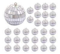 30Pcs Mirror Disco Ball, 1.2 Inch Diameter Hanging Mini Disco Ball, Christmas Tree Ornaments, Cake Party Stage Decoration, Silver| Balls