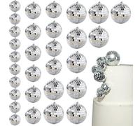 30PCS Mirror Disco Ball Set - 1.2 Inch Silver Glitter Balls with Hanging Strings, 70s Retro Party Decorations for Dance Floors, Christmas Tree, Wedding, Birthday, Club and Event Décor