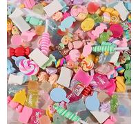 30PCS Mixed Slime Charms Set, Resin Slime Charms for Crafting, Cute Flatback Charms Set, Mini DIY Craft Supplies for Phone Case Nail Art Scrapbooking, Sweets Slime Charm Sets for Case Decoration