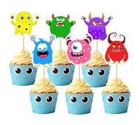 30pcs Monster Cupcake Toppers Cartoon Cute Cupcake Toppers Picks for Kids Baby Shower Birthday Monsters Theme Party Decorations Supplies