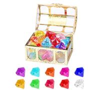 30PCS Multicolor Acrylic Diamond Gems with Treasure Box DIY Bracelet Pirate Artificial Treasure Jewels Children Crystals Gemstones Party Favors Gift for Birthday Supplies Christmas Easter Prizes
