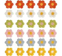 30Pcs Multicolour Flower Patches, Cute Daisy Sew On Embroidered Appliques, Crochet Flowers Daisy Patches for Clothes Backpacks Jeans Hat Hair Clips Decorative Embroidered Appliqué (1.96inch)