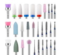 30Pcs Nail Drill Bits, Acrylic Nail Remover Drill Bit Set NailArt Tools,Drill-Bits For Nails Professional 3/32'' Ceramic Diamond Carbide Remover Bits, Gel Nails Care For Home Salon