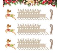 30PCS Natural Wood Slices Wooden Elk Christmas Tree Decorations Blank Hanging Deer Ornaments Wooden Christmas Decorations Reindeer Craft for DIY Crafts Xmas Crafting Supplies