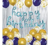 30Pcs Navy Blue and Gold Balloon Set, Navy Balloons 12 inch Metallic Gold Balloon, Navy Blue Balloons Gold Confetti Latex Balloons for Birthday Wedding Anniversary Bridal Shower Party Decorations