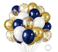 30pcs Navy Blue White Gold Balloons Different Sizes 12 10 Inches with Gold Confetti Balloons Kit for Birthday Graduation Wedding Party Decoration
