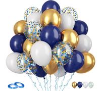 (30pcs night blue gold suit with ribbon) 30Pcs Onbuy Matte Balloon Set Birthday Balloon Arrangement Wedding Decoration Can Be Vacuum Packed (Single purchase of more than 5 sets - 50% postage)