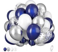 (30pcs night blue silver suit with ribbon) 30Pcs Onbuy Matte Balloon Set Birthday Balloon Arrangement Wedding Decoration Can Be Vacuum Packed (Single purchase of more than 5 sets - 50% postage)