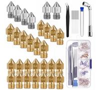 30pcs Nozzles 0.4mm 0.2mm 0.6mm,3D Printer Brass Stainless Steel Hotend Nozzles for Ender3 V2/Ender3/Ender3 Pro/Ender3 Max/Ender5 Pro/Ender3 S1/Ender 3Neo/CR10 Series(30Pcs-Multiple Size Suite)