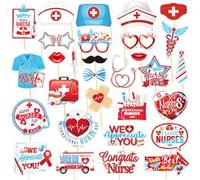 30Pcs Nurse Photo Booth Props Thank You Nurses Graduation Party Decoration for Nurse Themed Appreciation Week Party Happy International Day Party Decorations