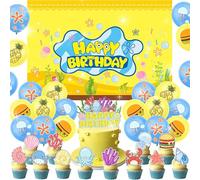 30PCS Ocean Birthday Party Decorations Birthday Party Supplies Balloons Banner Cake Cupcake Toppers Decorations