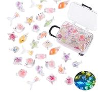 30PCS Ocean Resin Animal Mini Figurines Toys Luminous Glow In The Dark | With 1 PC Suitcase Box, Tiny Sea Animals, Marine Miniatures, Great For Fairy Garden Dollhouse Fish Tank Aquarium Decor