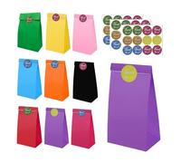 30Pcs Party Bags with 36 Stickers for Kids Party Bag,13x24x8cm Purple Small Gift and Sweet Bags for Girl Boy Flat Bottom Kraft Paper Bag with Thank you Stickers for Kids Birthday Xmas Halloween