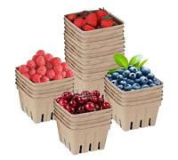 30pcs Paskets Dough Berry - Natural Fiber Produces Containers, Fruit Cartons Stackable Market Stores | Berres Eco Cardboard, Rustic Style Packaging Berries, Sta Boxes