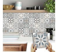 30PCS Peel and Stick Tile Stickers 6x6 Inch, Retro Moroccan Mosaic Wall Decals for Kitchen Bathroom Backsplash Decor
