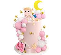 30PCS Pink Baby Girl Cake Decorations Its a Girl Cake Topper Pink Ball Cake Toppers for Baby Shower Birthday Cake Decoration