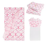 30pcs Pink Net Bow Tie Print Tissue Paper, 14x20 Inch Packaging Tissue Paper Gift Wrap Paper Bow Wrapping Paper Sheets for Birthday Wedding Gift Packing Bag