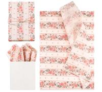 30pcs Pink Rose Bow Tissue Paper, 14x20 Inch Packaging Gift Wrap Sheets for Gift Bag, Wedding and Packaging