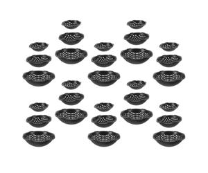 30pcs Plastic Flower Pot Mesh Pad, Bowl Shaped Drainage Screen | Black Plastic, Domed round Form, Fits Cement and Plastic Pots on Balconies or Windowsills
