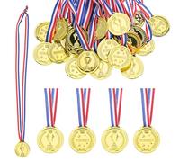 30Pcs Plastic Gold Winner Medals 1.46Inch Participation Medals for Sports | with Neck Ribbon, for Games Competitions, Party Favors and Decorations