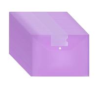 30PCS Plastic Popper Wallets A4 Folder Plastic Document Wallets A4 Envelope Folders with Pockets (Purple)