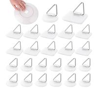 30PCS Plate Hangers for Walls, Adhesive Picture Hanger White Plastic Sticky Photo Hooks Foam Board Picture Vertical Hanging Hook Without Nails for The Wall Hooks Decorative Plates Art(Round Square)