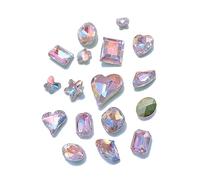 30Pcs Pointed Bottom 3D Crystal Glass Nail Rhinestones Stone 3D Crystal Manicure Decoration Accessories Mixed Color Nail Art Accessories Pointed Bottom Crystals Manicure