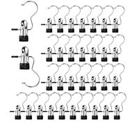 30Pcs Portable Laundry Hooks Clips, BOJVESH Stainless Steel Anti-Slip Boots Hangers, Heavy Duty Multi-Functional Single Clothes Pins Hanging Hold Clips for Home Travel Coat Hats Towels Socks Pants