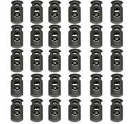 30Pcs Premium Plastic Cord Locks Toggle Stopper | Spring-Loaded Ball Shape Adjusters for Hats, Bags, Shoelaces & Outdoor Gear | Durable Elastic Cord End Clamp（Long double hole）