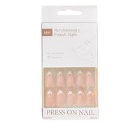 30Pcs Press On Nails French Tip Almond Middle Acrylic False Nails Set Stick On Nails With Natural Look Easy Application