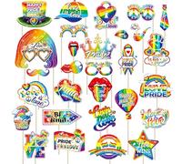 30Pcs Pride Decorations Pride Photo Booth Props Pride Accessories Pride LGBT Rainbow Party Accessories Supplies Gay Pride Event Decorations Parade Costume LGBT Gay Party Decor Wedding Decorations