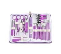 30PCS Professional Manicure Set, Stainless Steel Nail Clipper Kit for Men and Women, Slim Portable Travel Case for Precision Grooming, Complete Hand and Foot Care Pedicure Suite (Purple)