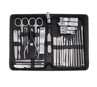 30PCS Professional Manicure Set, Stainless Steel Nail Clipper Kit for Men and Women, Slim Portable Travel Case for Precision Grooming, Complete Hand and Foot Care Pedicure Suite (Silvery)