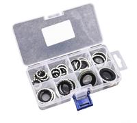 30pcs Red And Black Ac Gasket Assortment Kit Alloy Seal Washer Set For Air Conditioning Compressor Port Automotive Hvac Repair Maintenance(Black)